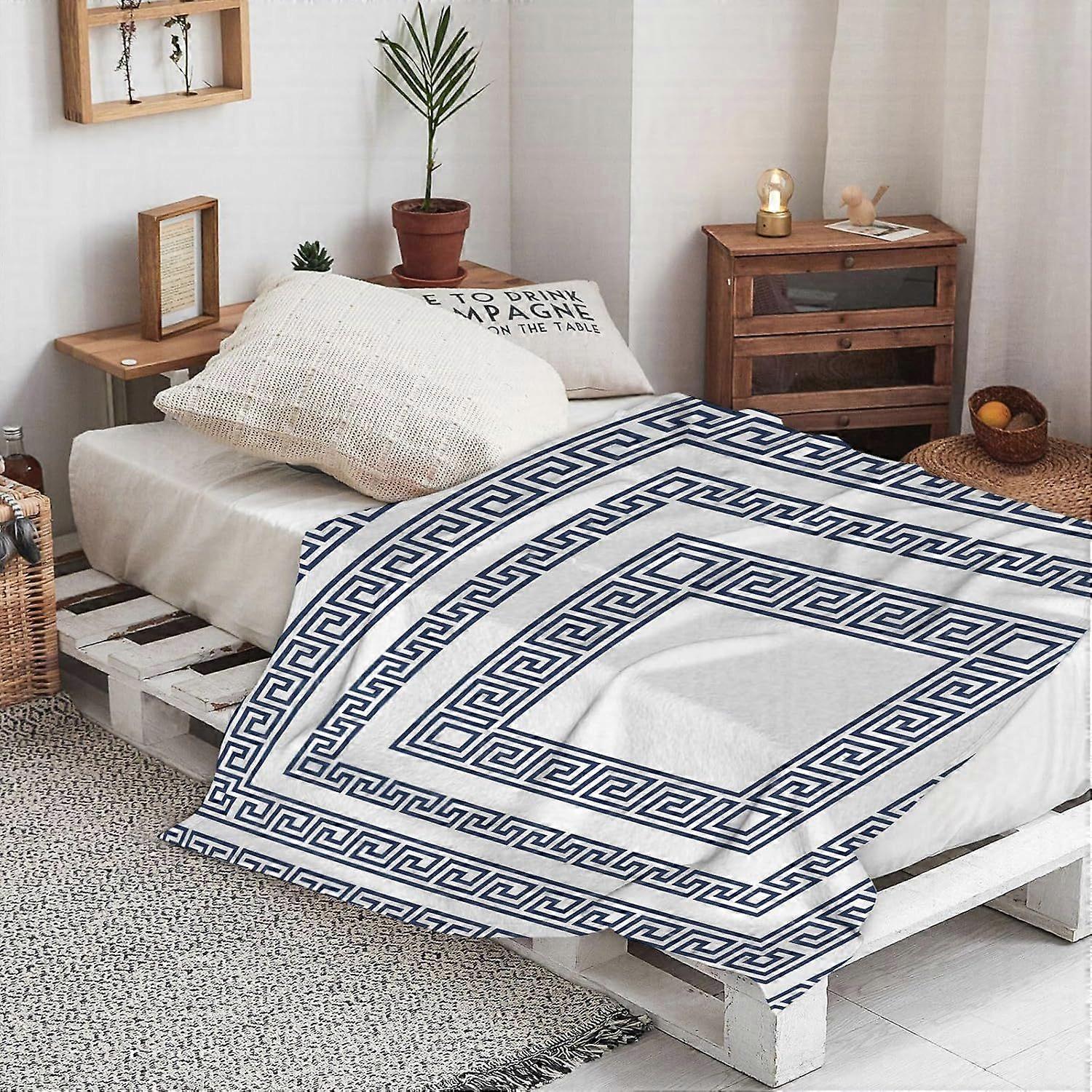 Warm Soft Square frame with greek ornament meander style pattern Throw Blanket,Winter Warm Sofa Bed Throw Bed Picnic Blanket Throw Over Soft Plush Gar