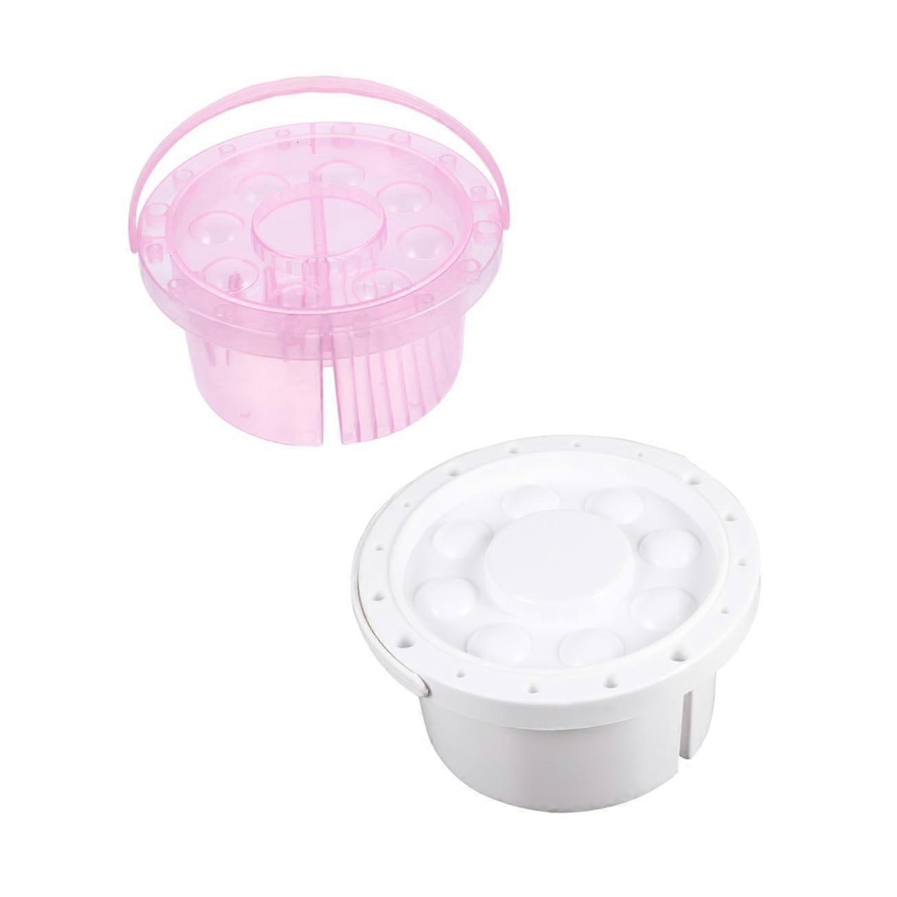 Multifunctional Painting Brush Basins 2 Pack With Drying Rack And Handle Portable Paint Tool Buckets For Watercolor And Oil Cleaning