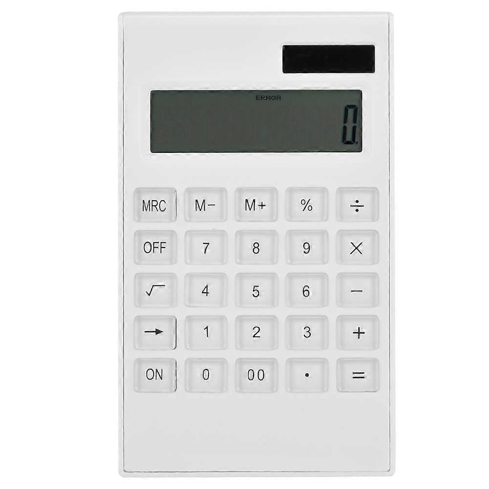 Student Scientific Desktop Solar and Battery Dual Powered White Calculator with Crystal Button