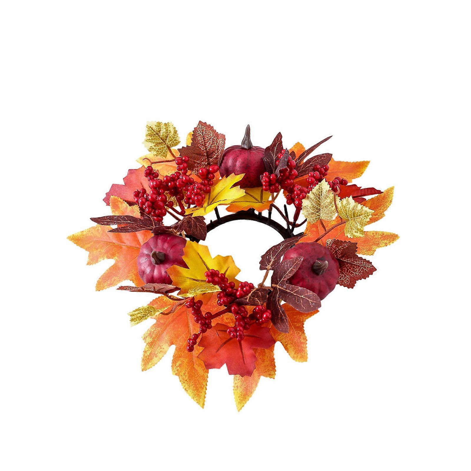 Fall Thanksgiving Table Decorations Vegetable Maple Leaf Candle Circle Safe Multicolor