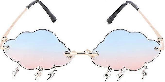 Rimless Uv Protection Sunglasses With Cloud Shape And Flash Aviator