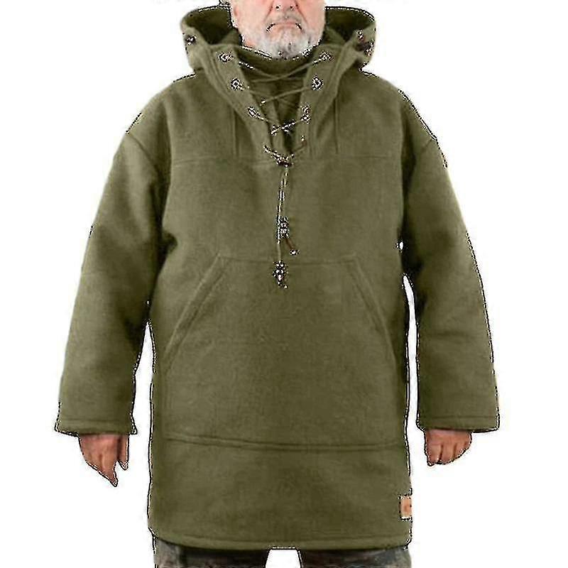 Winter coat for men with hood - wool blend heavy jacket sweatshirt