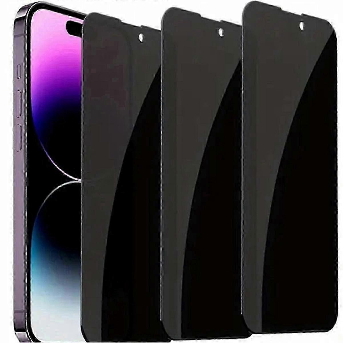 3 Pack for iPhone 15 Plus Privacy Screen Protector, Anti-spy Tempered-Glass Privacy Screen Protector, Micro-curved Edges, Case Friendly 25-2