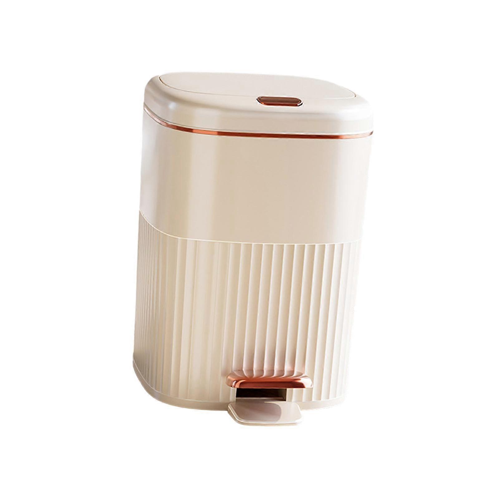 Bathroom Trash Can with Foot Pedal and Lid, Waterproof Garbage Bin for Home, Garage, Laundry, White 10L