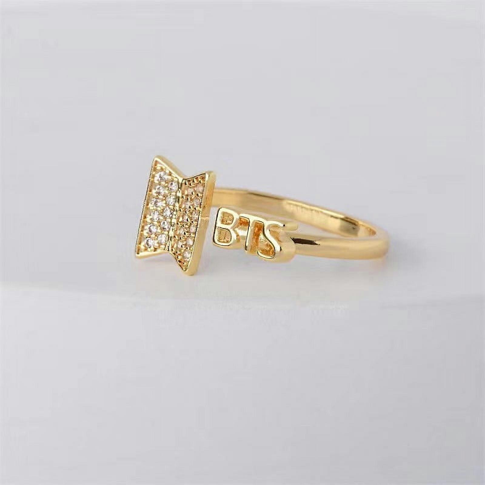 Kpop BTS exquisite and simple diamond-studded gold and silver ring