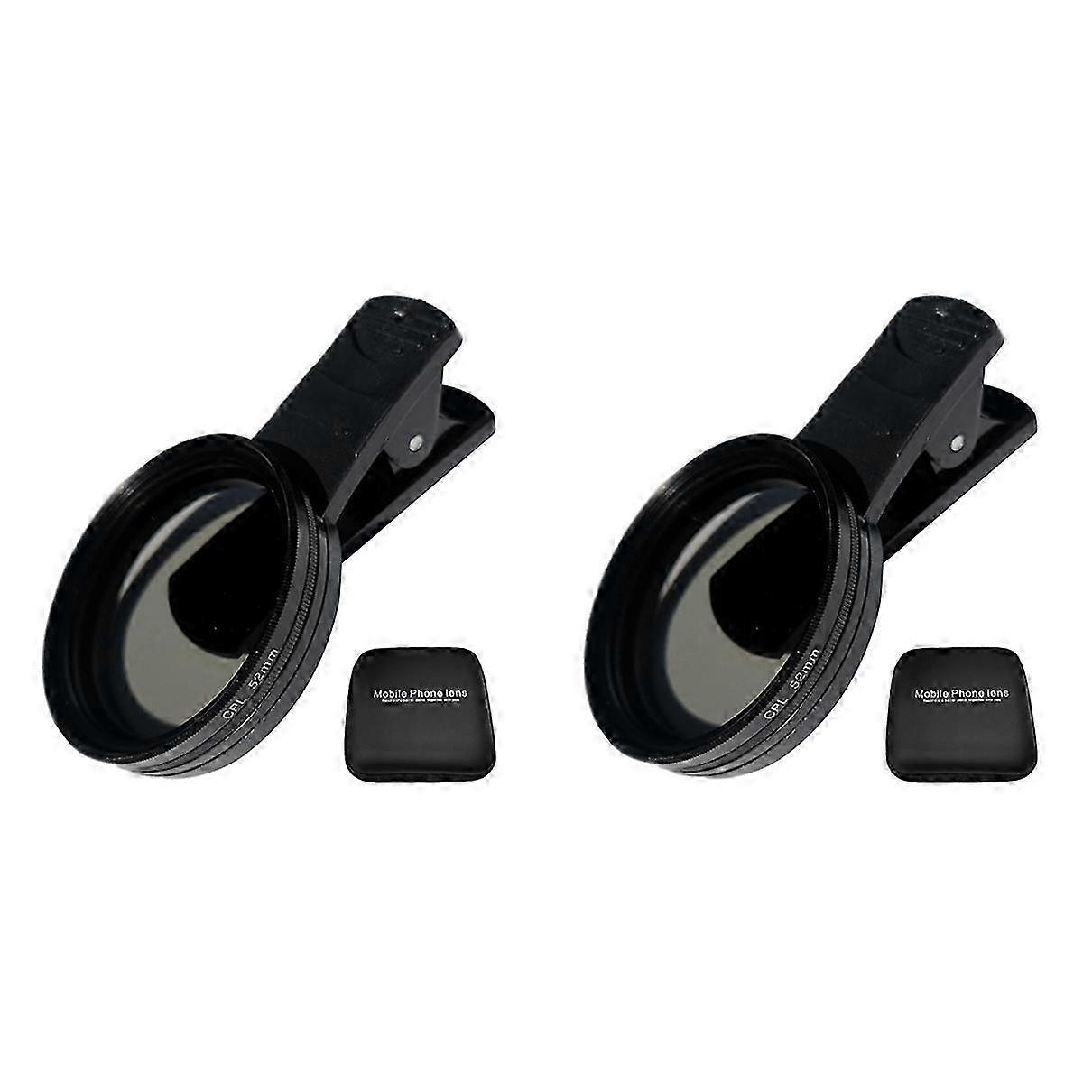 2Sets 52mm Universal Phone Polarizer CPL Phone Camera Lens Filter Kit