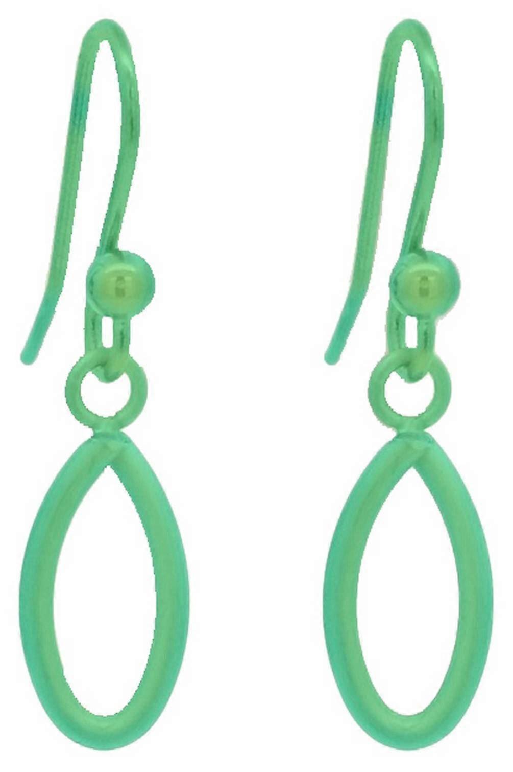 Ti2 Titanium Crossover Drops Earrings - Green