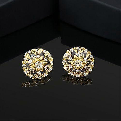 Round Stud Earrings with AD Stone