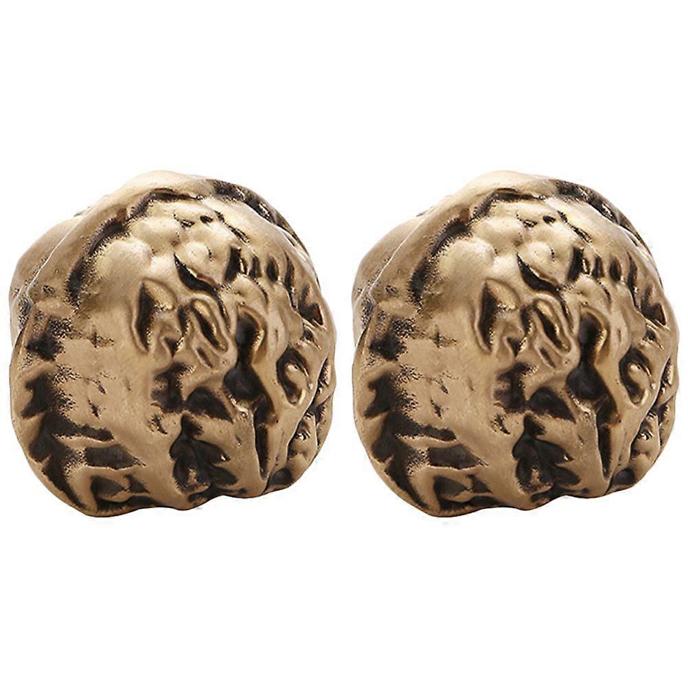 1 Pair Walnut Exercise Balls Solid Walnut Handballs Chinese Collectibles Brass Walnuts