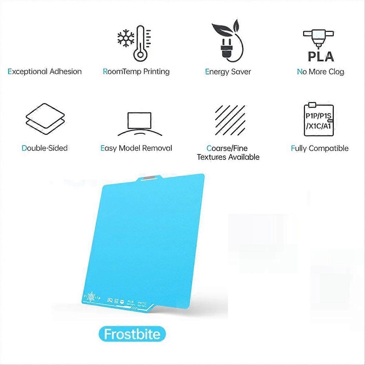 BIQU 2er-Pack Panda Bauplatte CryoGrip Pro Frostbite Anti-Verstopfung Federstahl Doppelseitig strukturiert für BambuLab P1 X1 A1 3D P