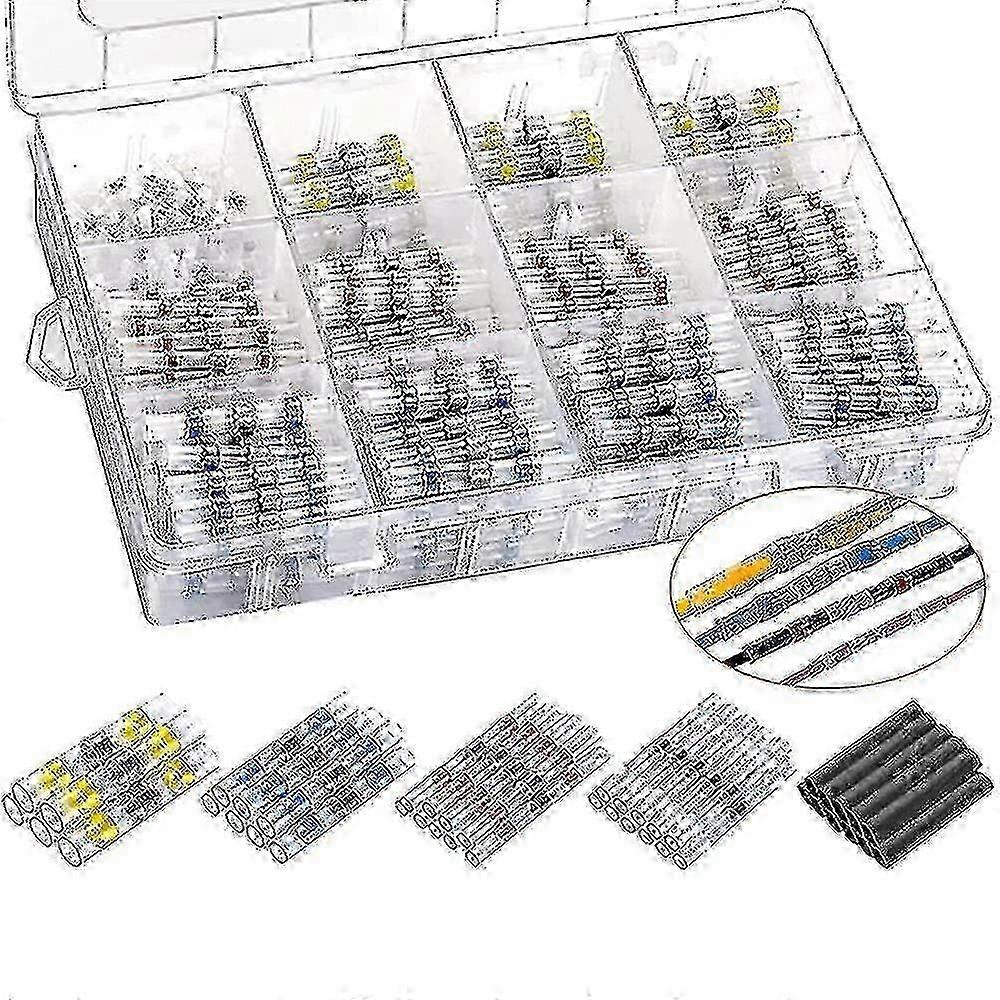 500pcs Solder Joint Wire Connector Kit - Shrink Solder Butt Connectors with Insulated Waterproof Wire Terminals for Automobiles