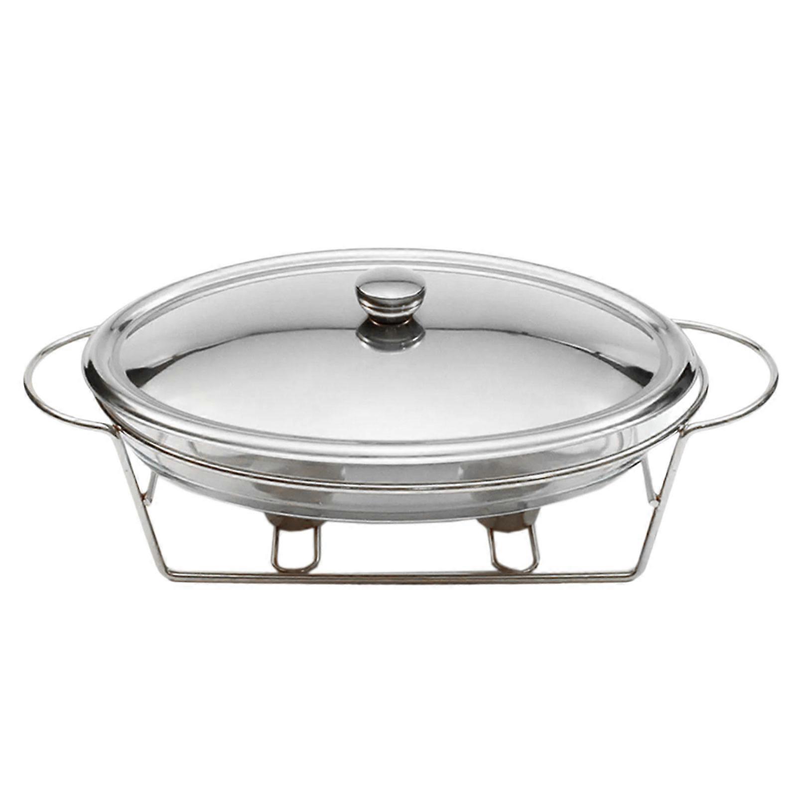 Chauffe-plats multifonctionnel 3 L pour buffets et réceptions, idéal pour les petits-déjeuners d'hôtel et les services en libre-service, couleur argent.