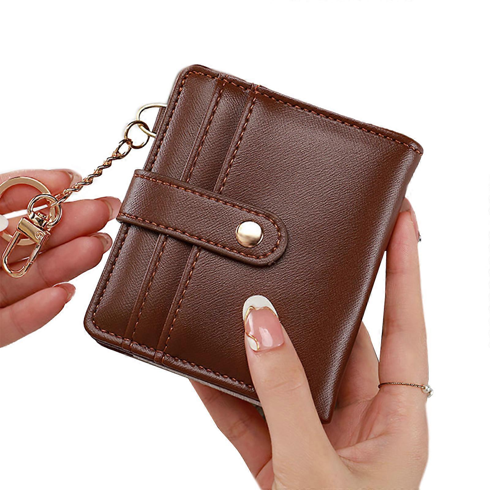 PU Leather Bifold Purse Women's Short Wallet with Multiple Card Slots and Keychain Zippered Coin Pocket For Work Daily Multicolor