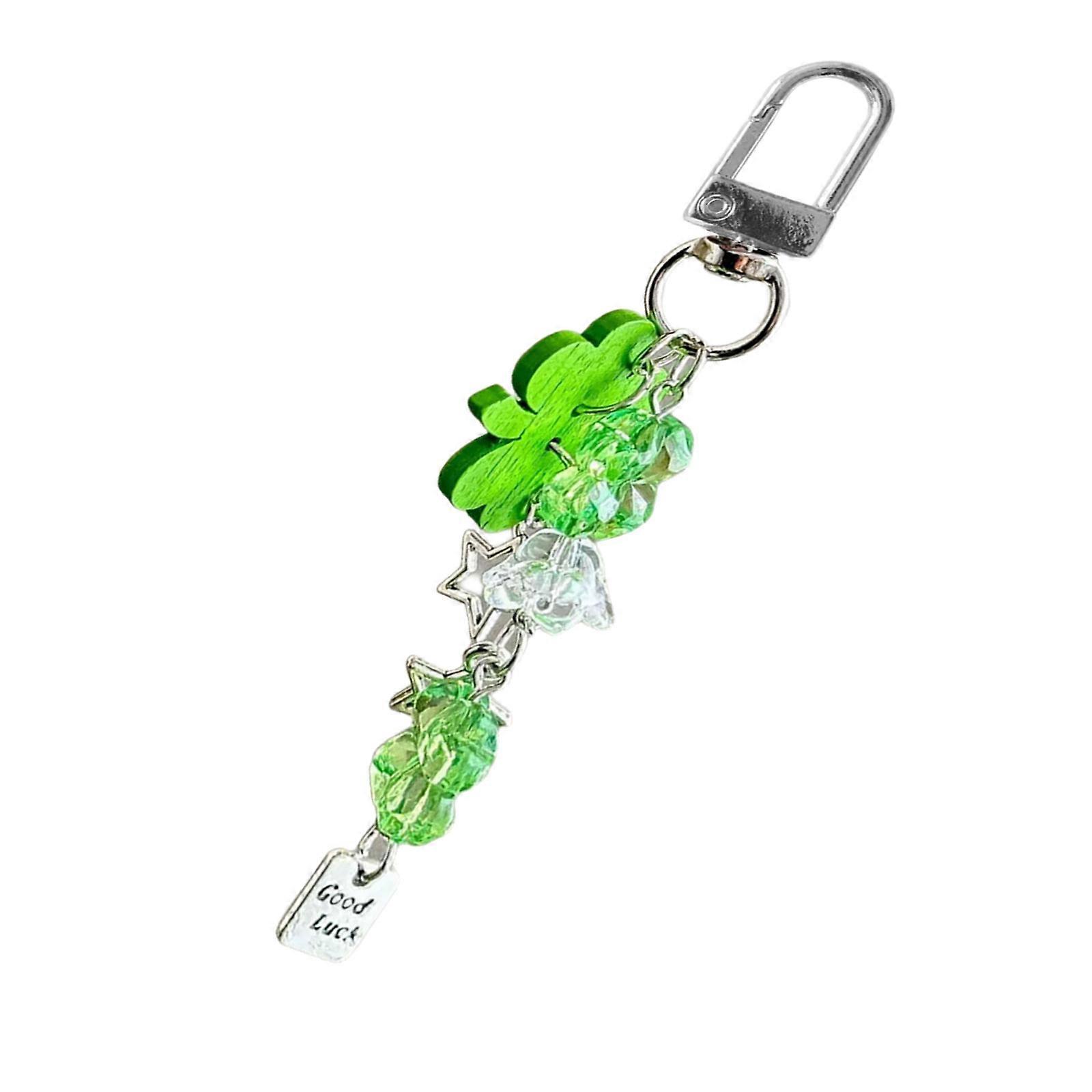 Stylish Beaded Clovers Keychain Unique Phone Charm Bag Decoration Perfect for Adding a Touch of Luck to Your Accessories Multicolor
