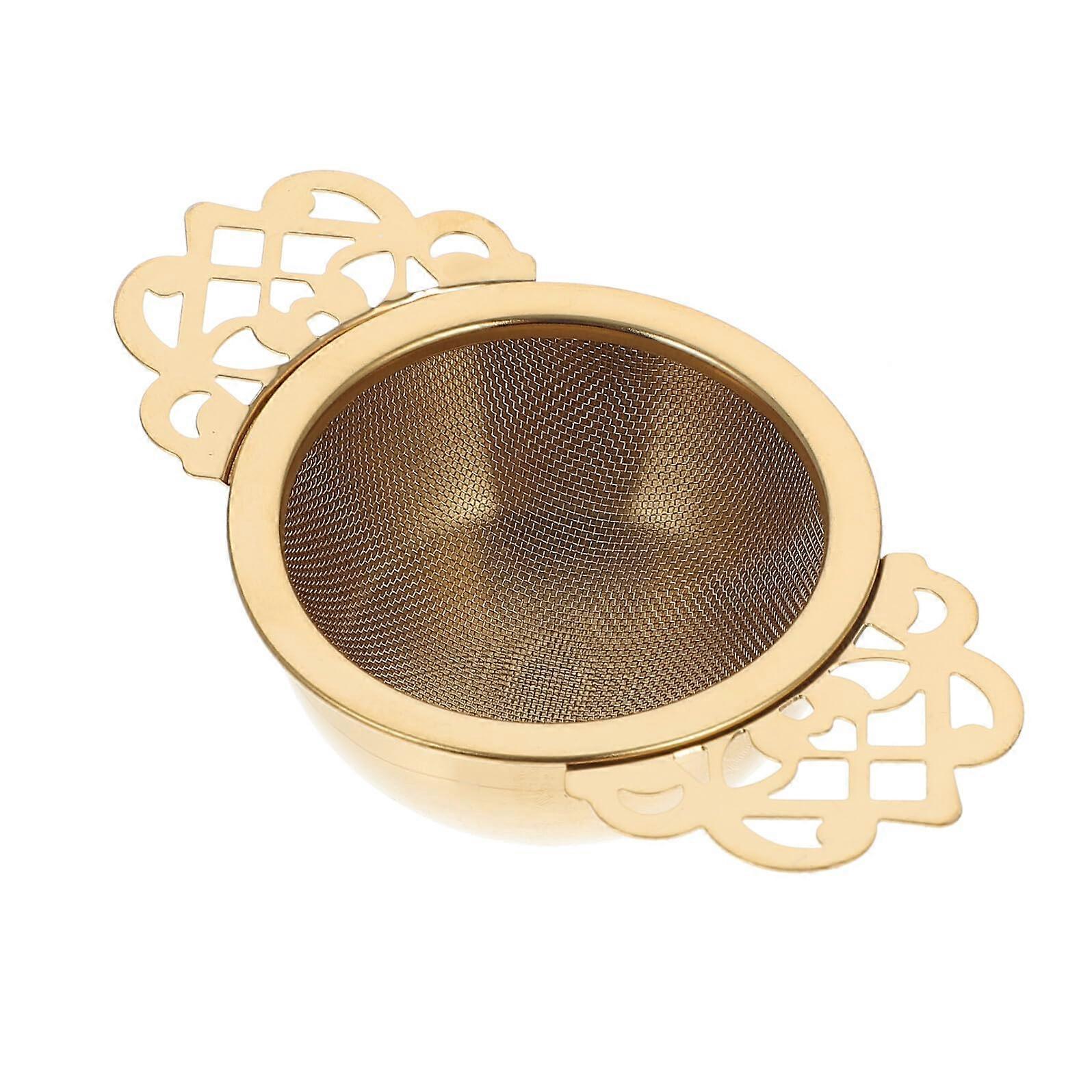 Stainless Steel Tea Infuser with Double Handles Fine Mesh Strainer for Loose Leaf Brewing Gold Tone