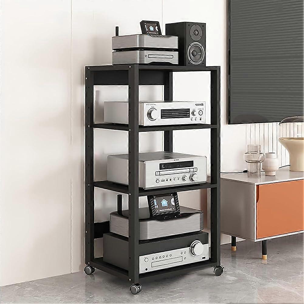 Rolling Console Stand Mobile AV Stand With Wheels Adjustable Corner TV Shelf 50 X 40 X 110 Cm