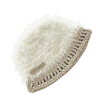 Handgemachte Eimer Hut Elegante Mütze Y2K Cloches Stil für Frauen Party Einfache Hut Dame Gestrickt Pelzig Eimer Hut Weiß