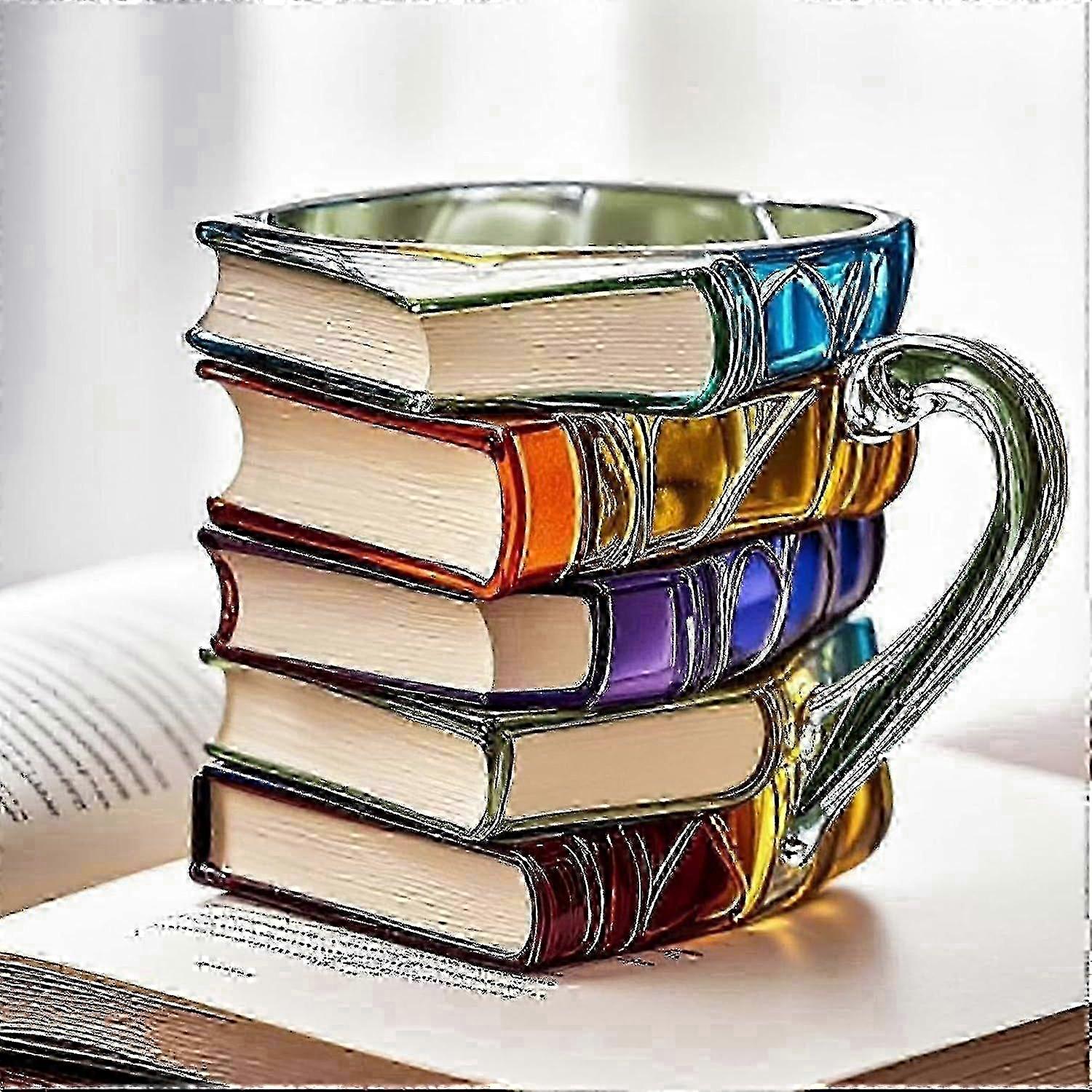 unique book stacking shaped coffee cup w