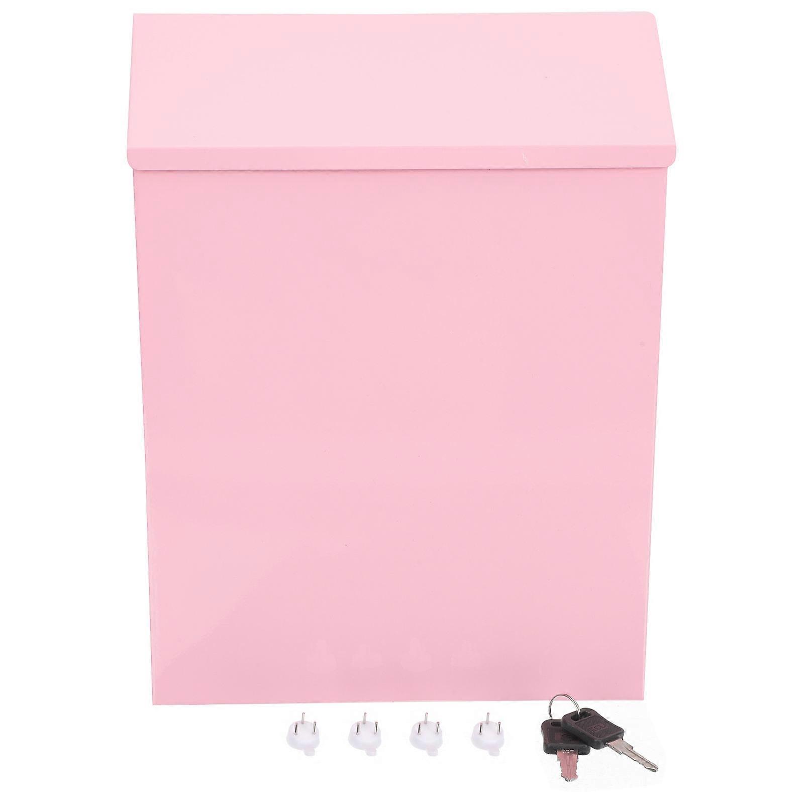 Pink Wall Mounted Mail Box for Storage Made of Iron Ideal for Home and Office Use 12.5x6x9 Inches