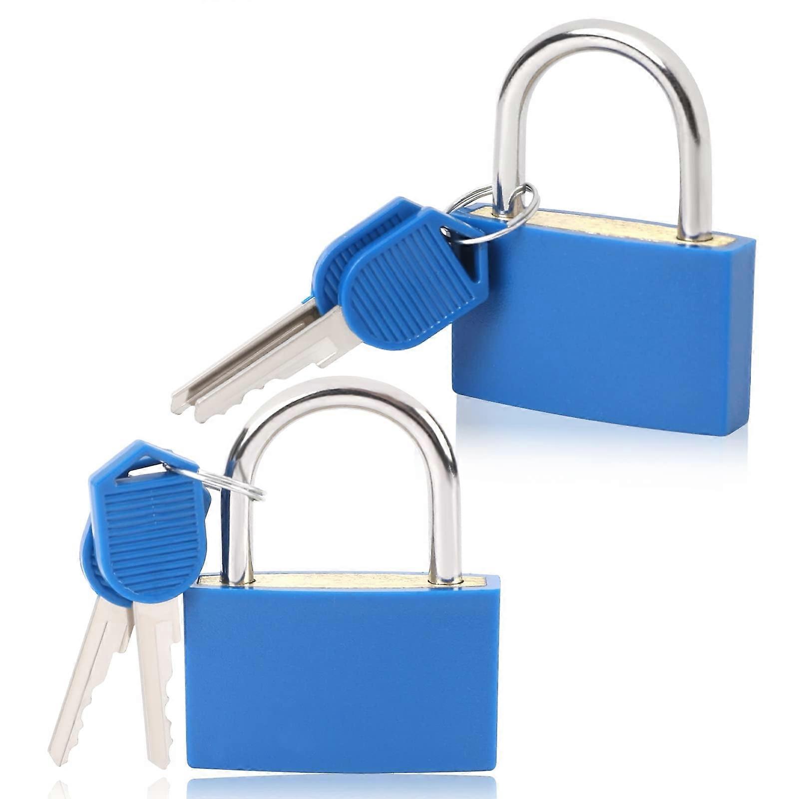 2 Pcs Padlocks, Trianu Large Padlock with Keys, Key Lock for Indoor and Outdoors Use, Locker, Gym Locker, Toolbox Lock (42mm, Blue)