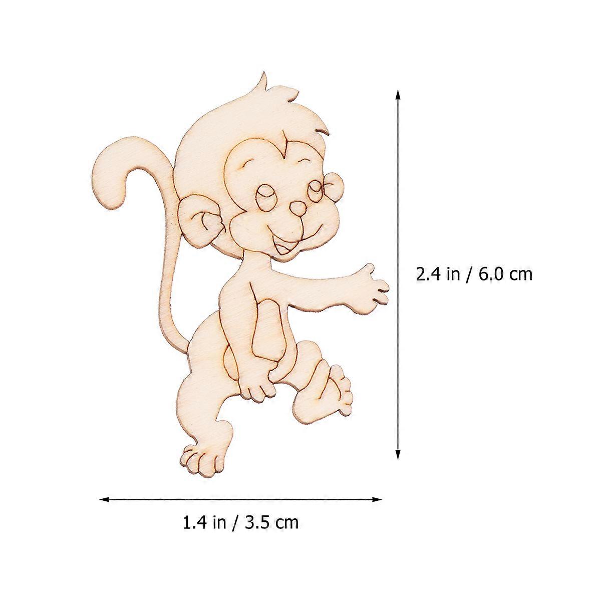20Pcs DIY Monkey Design Unfinished Wooden Slices Ideal For Home Decoration Approx 5.8 X 3.5 X 0.2Cm Perfect For DIY Enthusiasts And Crafters