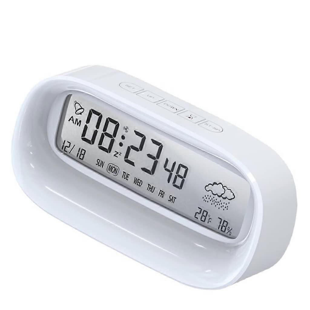 Digital Alarm Clock with Temperature Humidity Calendar LED Display for Home Office Desk