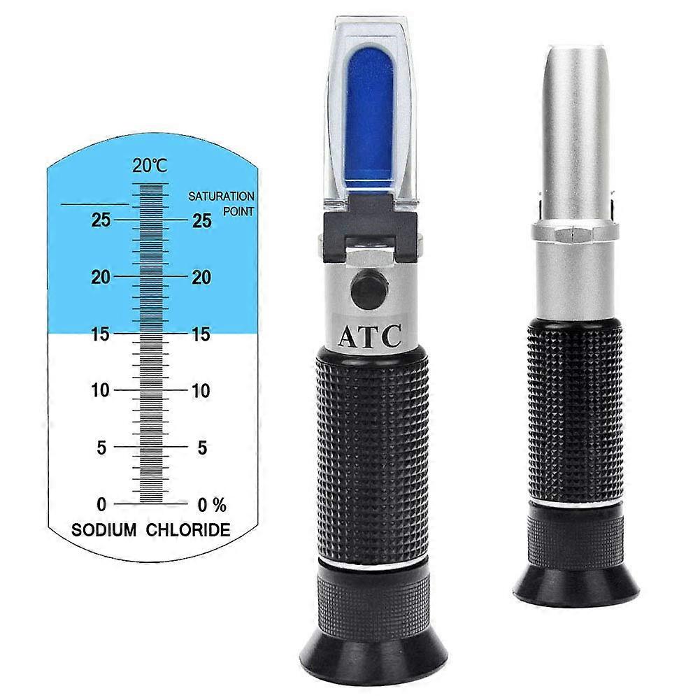 Salinity Refractometer 0–28% Range with ATC for Brine Seawater and Food Salt Measurement
