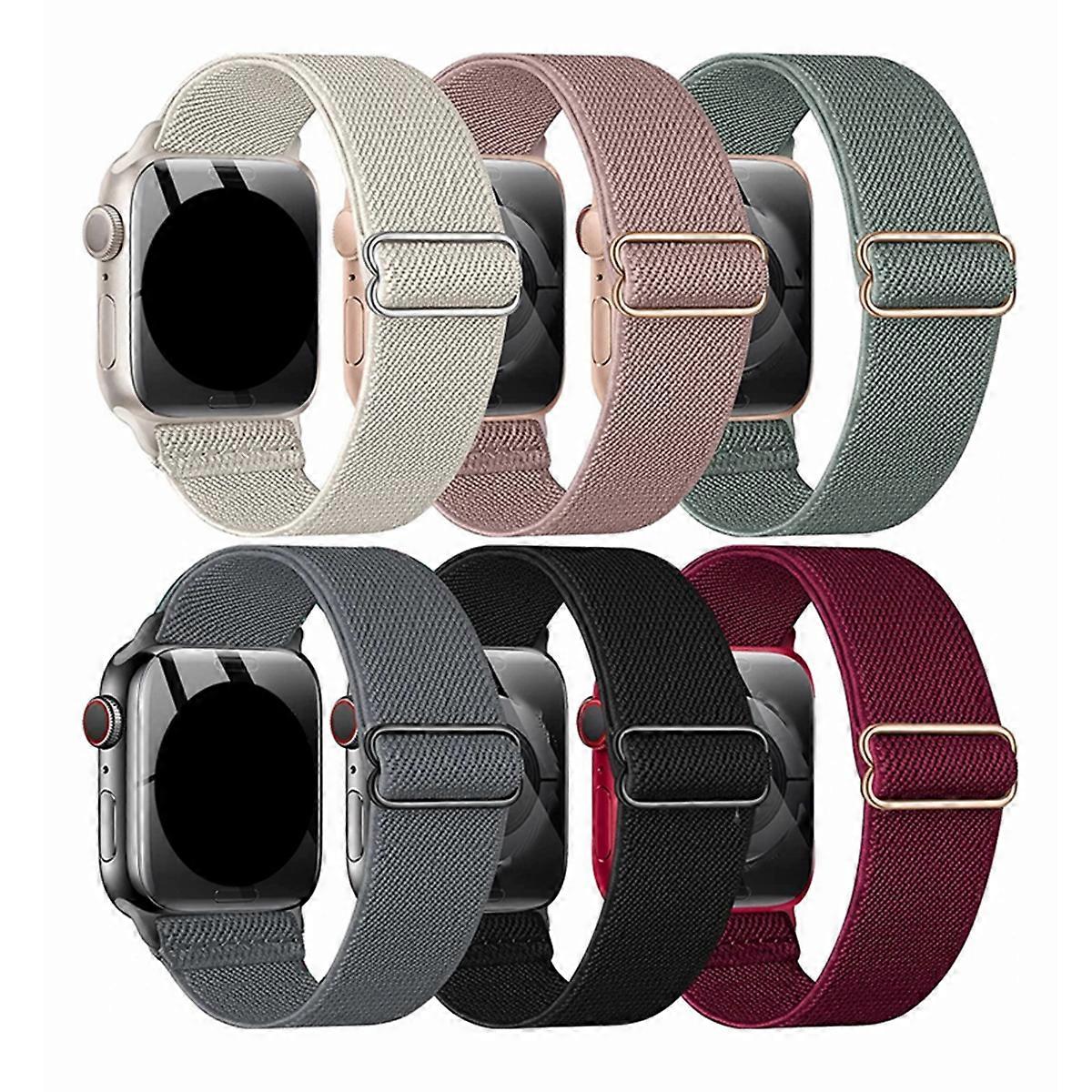 6pcs/pack Nylon Strap for Apple watch 40mm Band 49mm 45mm 42mm 41mm 40mm 38mm Sport Elastic Wristband belt Iwatch Ultra 8 7 6 5