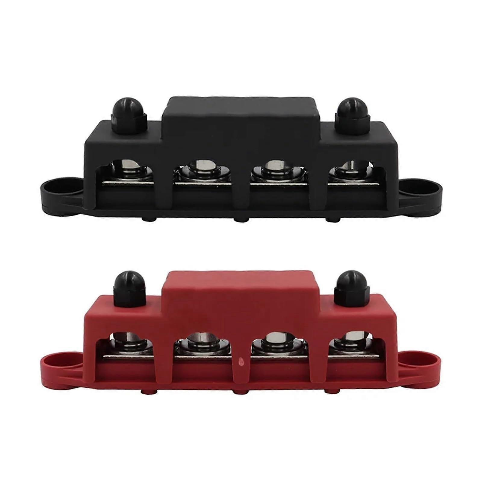M10 4 Way Bus Bar Terminal Block with Cover for Car Truck Boat Trailer MultiCircuit Power Distribution