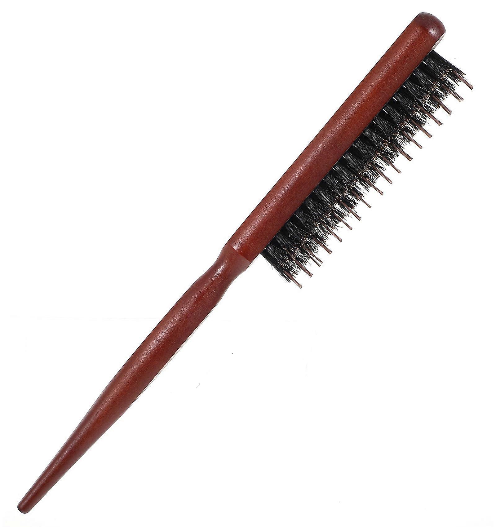 Teasing Brush with Dual Bristle Blend and Ergonomic Rat Tail Handle for Fine Hair Styling, Brown