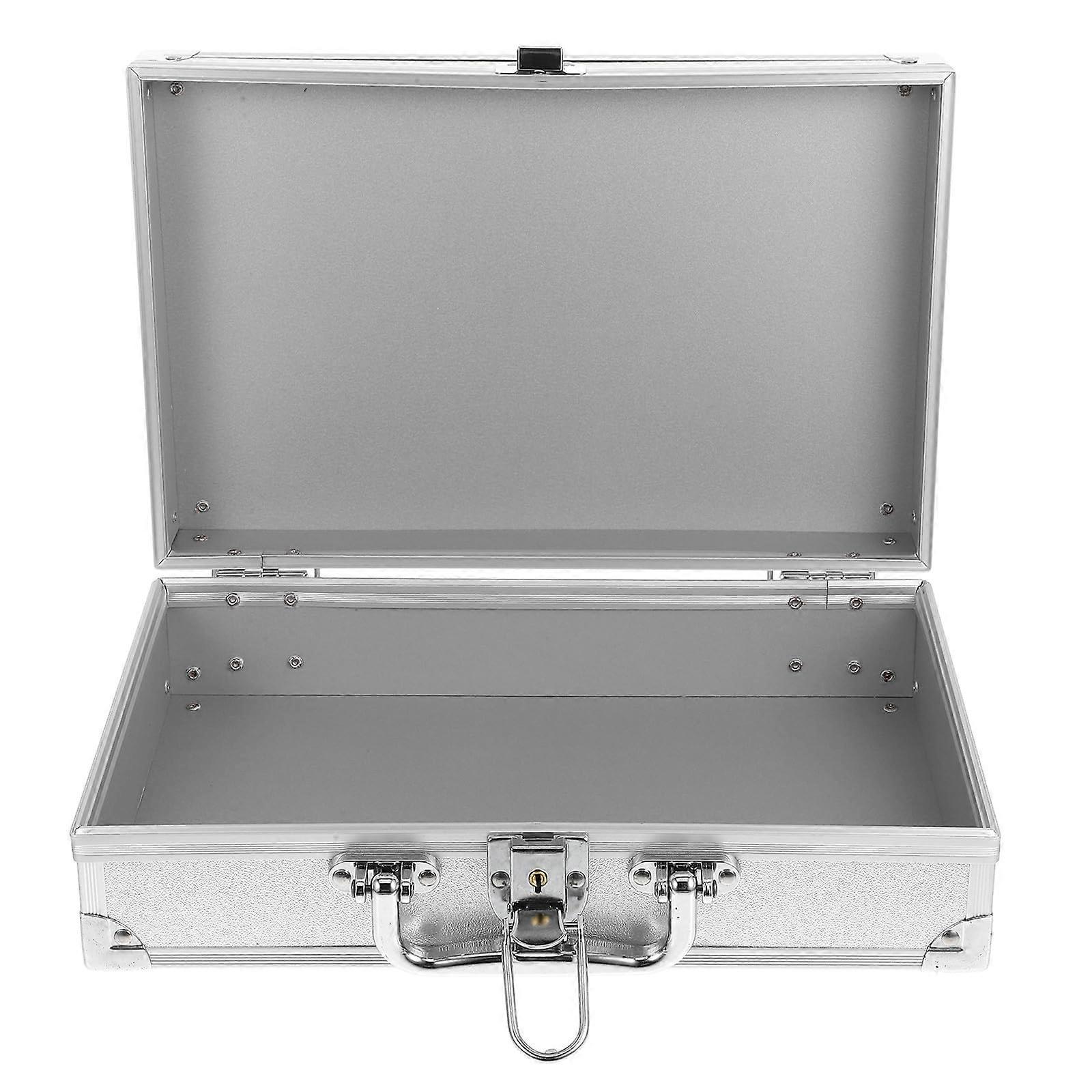 Aluminum Tool Case with Secure Locking Design and Handle, Silver Portable Storage Box for Tools and Instruments