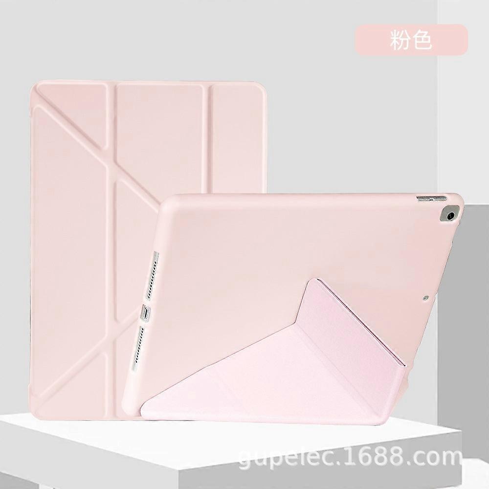 Case For Ipad 2/3/4 Pink Deformed Folding Leather Thin Silicone Soft Solid Color
