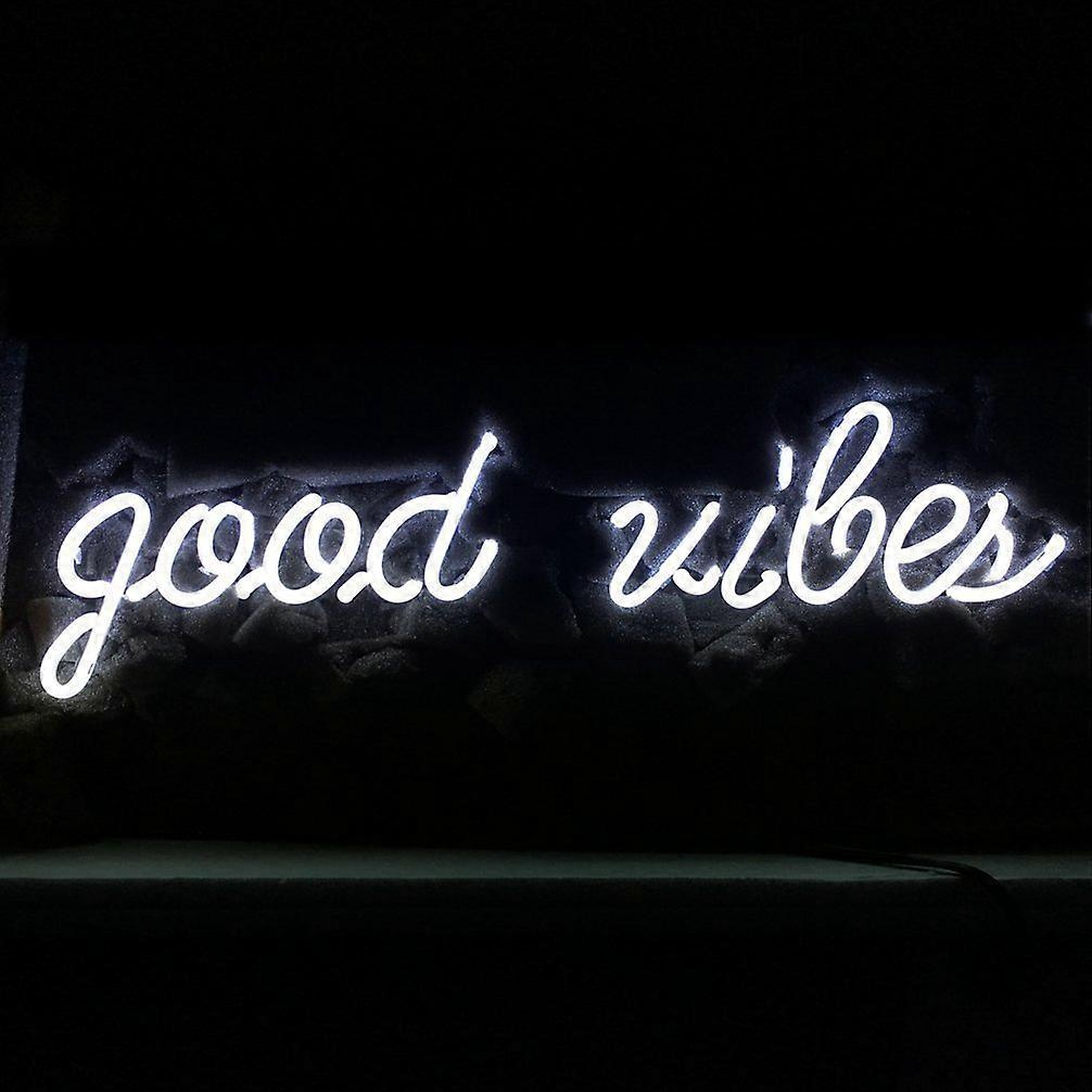 Good Vibes Neon Sign - 17"x7" Handmade Real Glass Tube Wall Art, Positive Decor & Inspiring Bedroom Office Gift