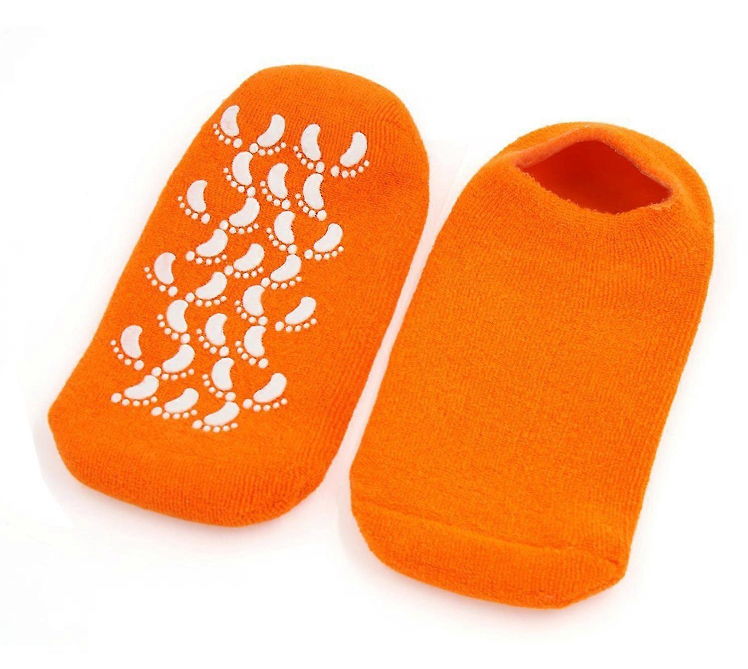 Moisturizing Gel Socks with Vitamin E for Cracked Heel  and Deep Hydration, Orange