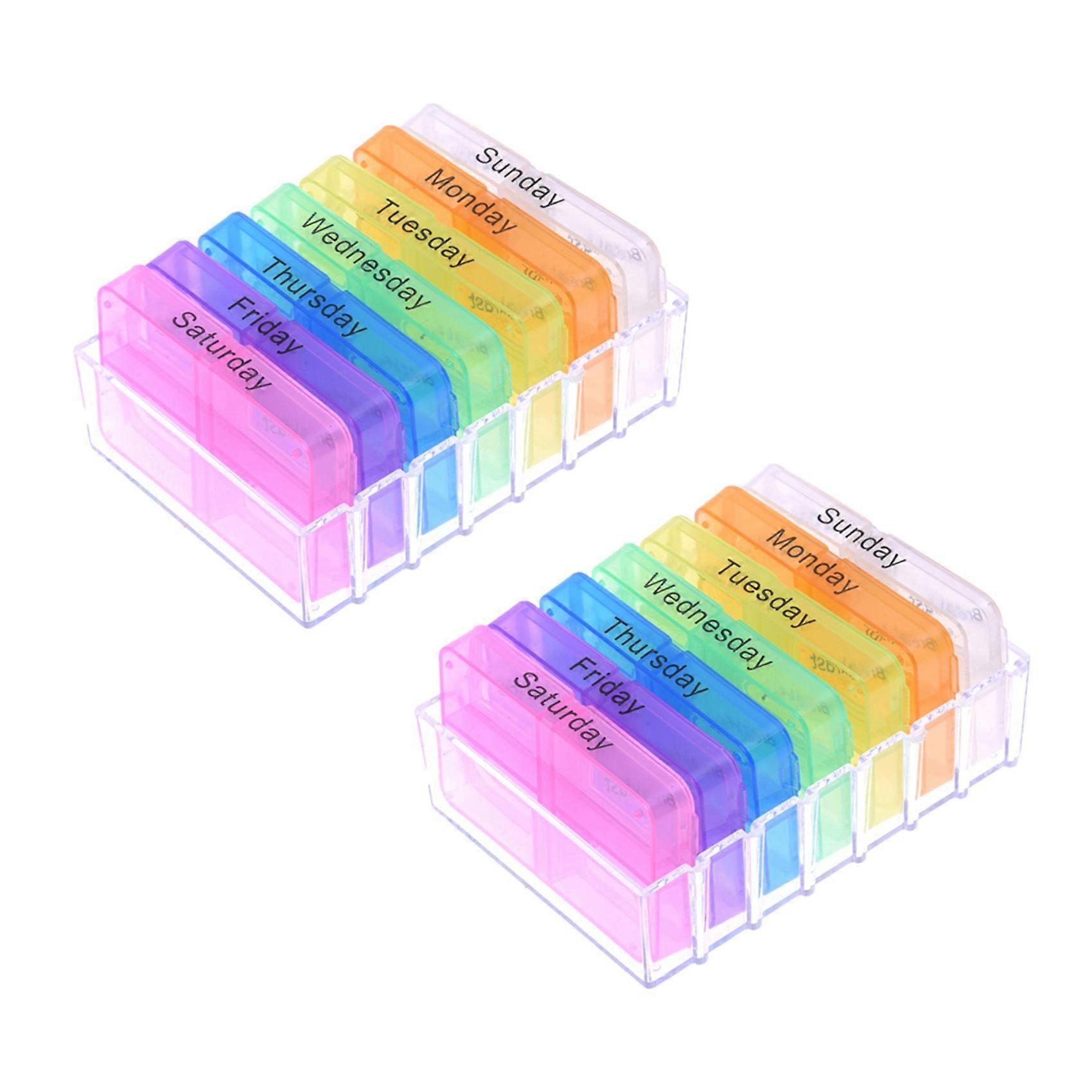 2X 7 Day Tablet Pill Boxes Storage Organizer Container Case