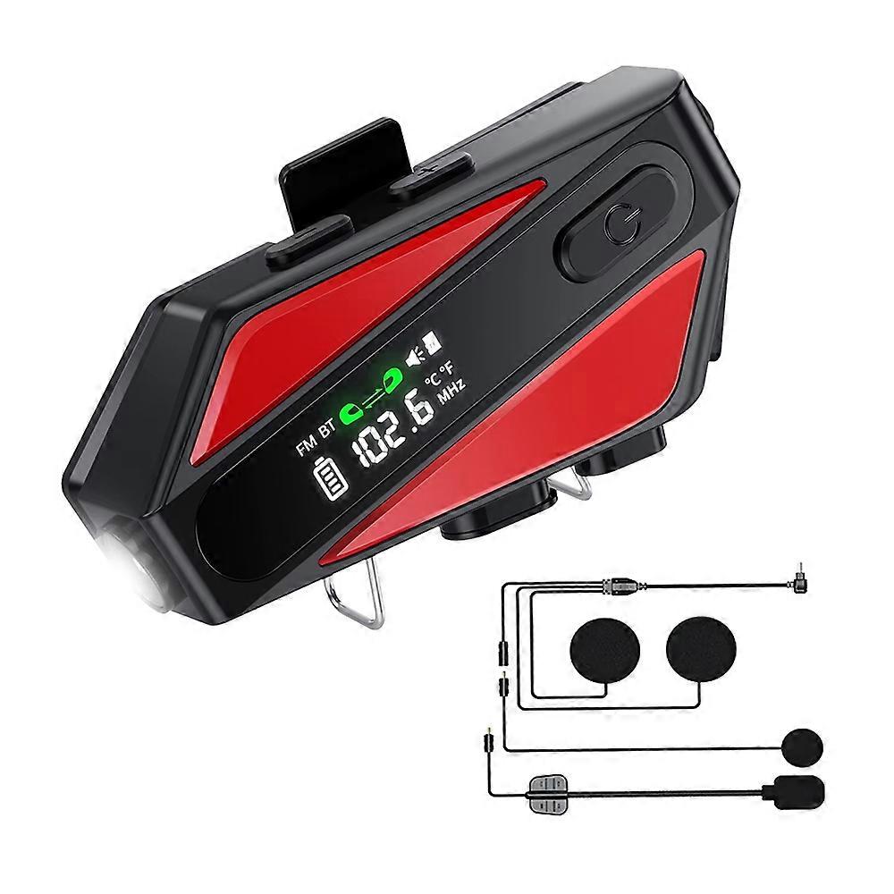 C6 Motorcycle Helmet Bluetooth-Compatible Headset with LCD Screen/FM Radio/Noise Cancellation/Voice 