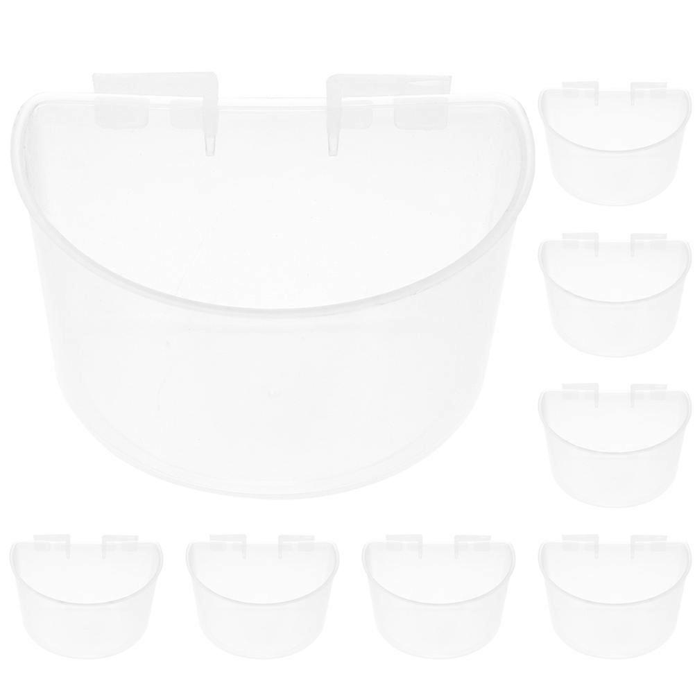 8Pcs Plastic Bird Cage Feeder for Feeding Use Transparent Hanging Cups