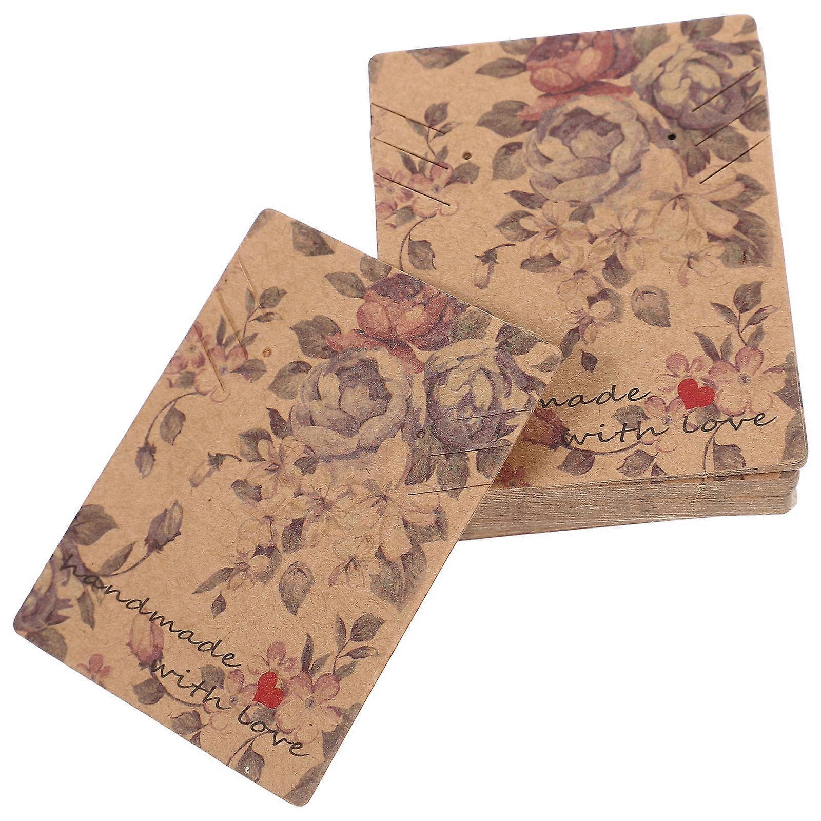 Ear Ring Packaging Card Decorative Floral Pattern for 100Pcs Display