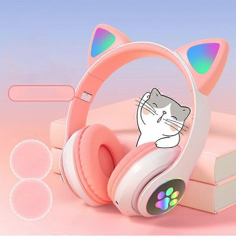 Flash Light Cute Cat Ears Bluetooth Wireless Headphone with Mic Can control
