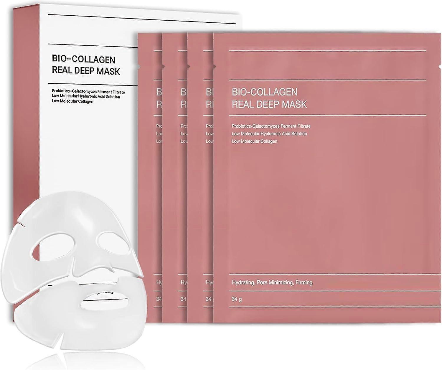 Overnight Face Mask with Deep Hydration and Elasticity Support, Unscented Hydrogel, 4 Pack