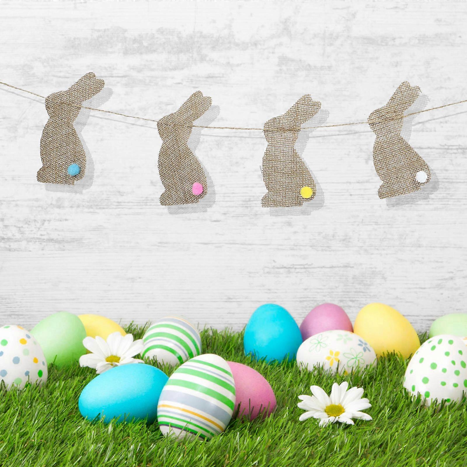 Easter Decorations Burlap Banner for 1Set with 11 Flags Happy Easter Garland