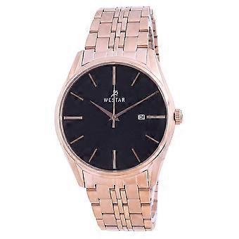 Westar Schwarzes Zifferblatt Rose Goldfarben Edelstahl Quarz 50210 PPN 603 Herrenuhr