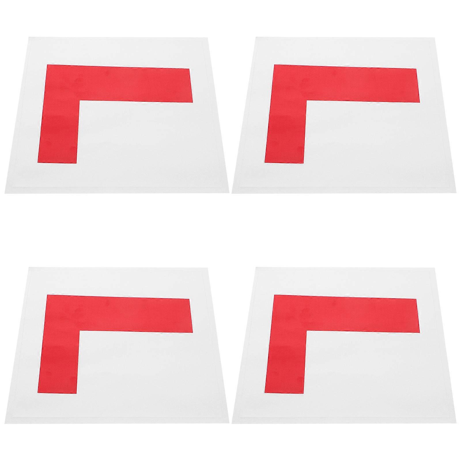 Learner Driver Warning L Shaped Car Stickers Adhesive 4Pcs Red