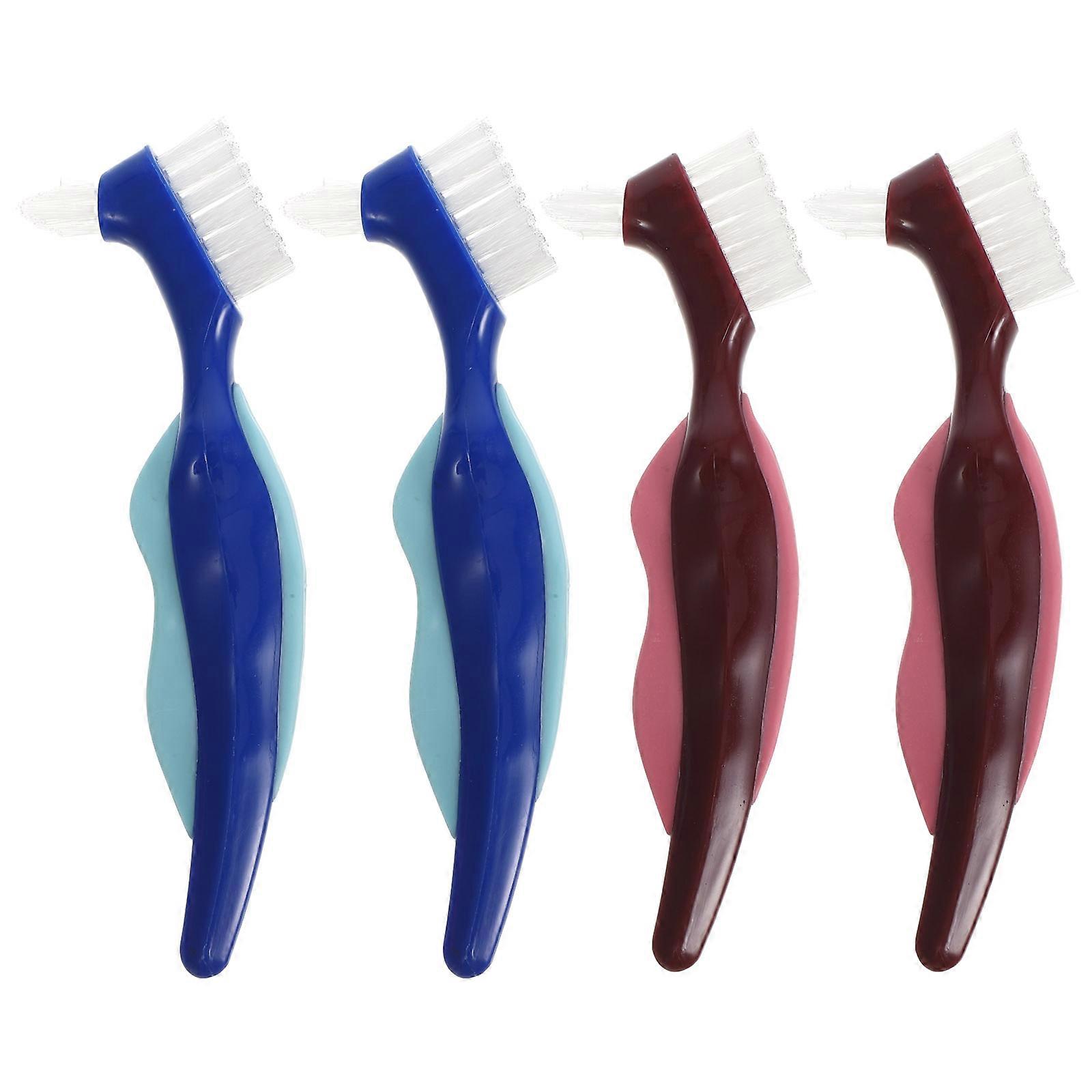 Denture Cleaner Brush for Thorough Tooth Cleaning 4Pcs Assorted Colors