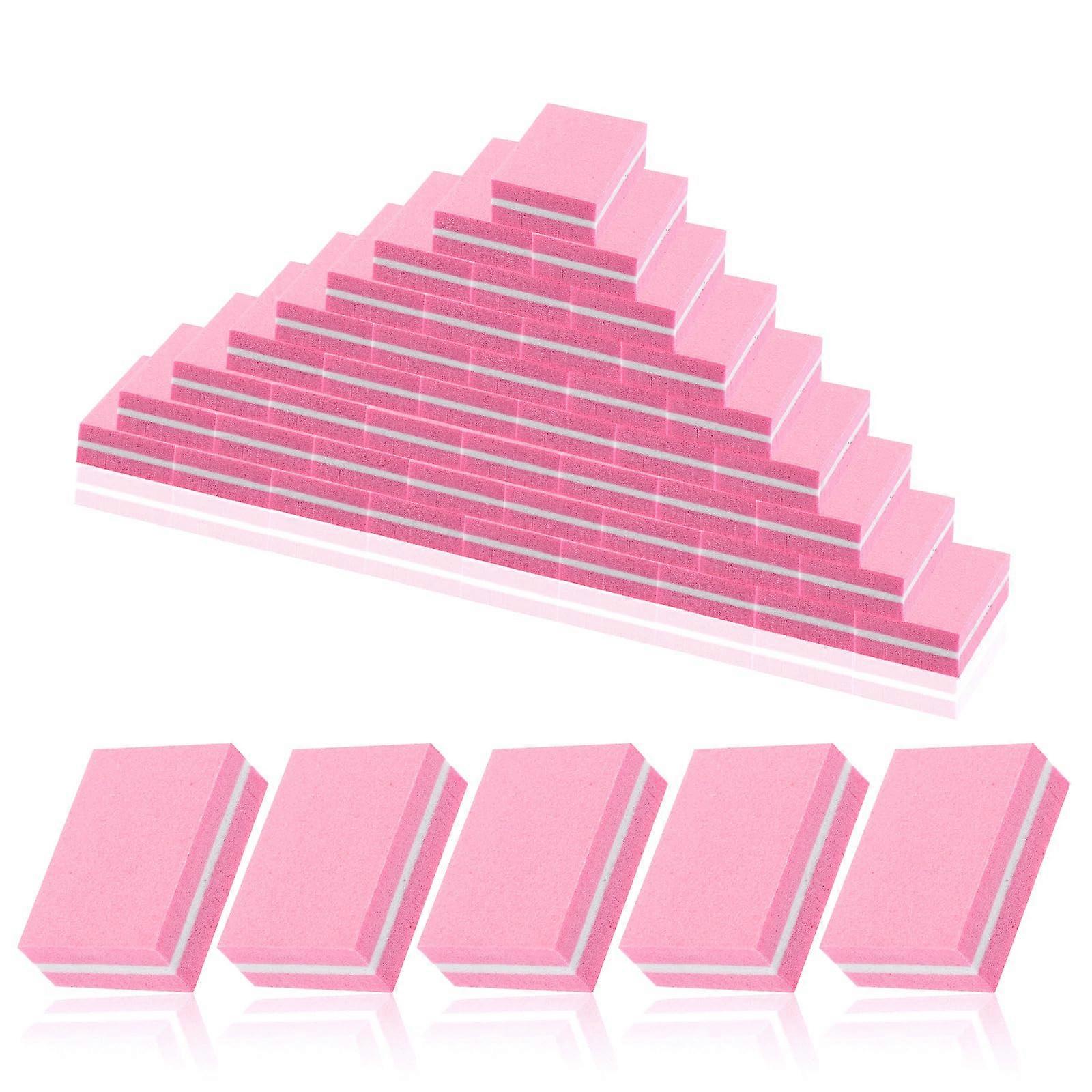 50 Pack Professional Nail Buffer Blocks, Pink Sponge Files, DoubleSided for Salon and Home