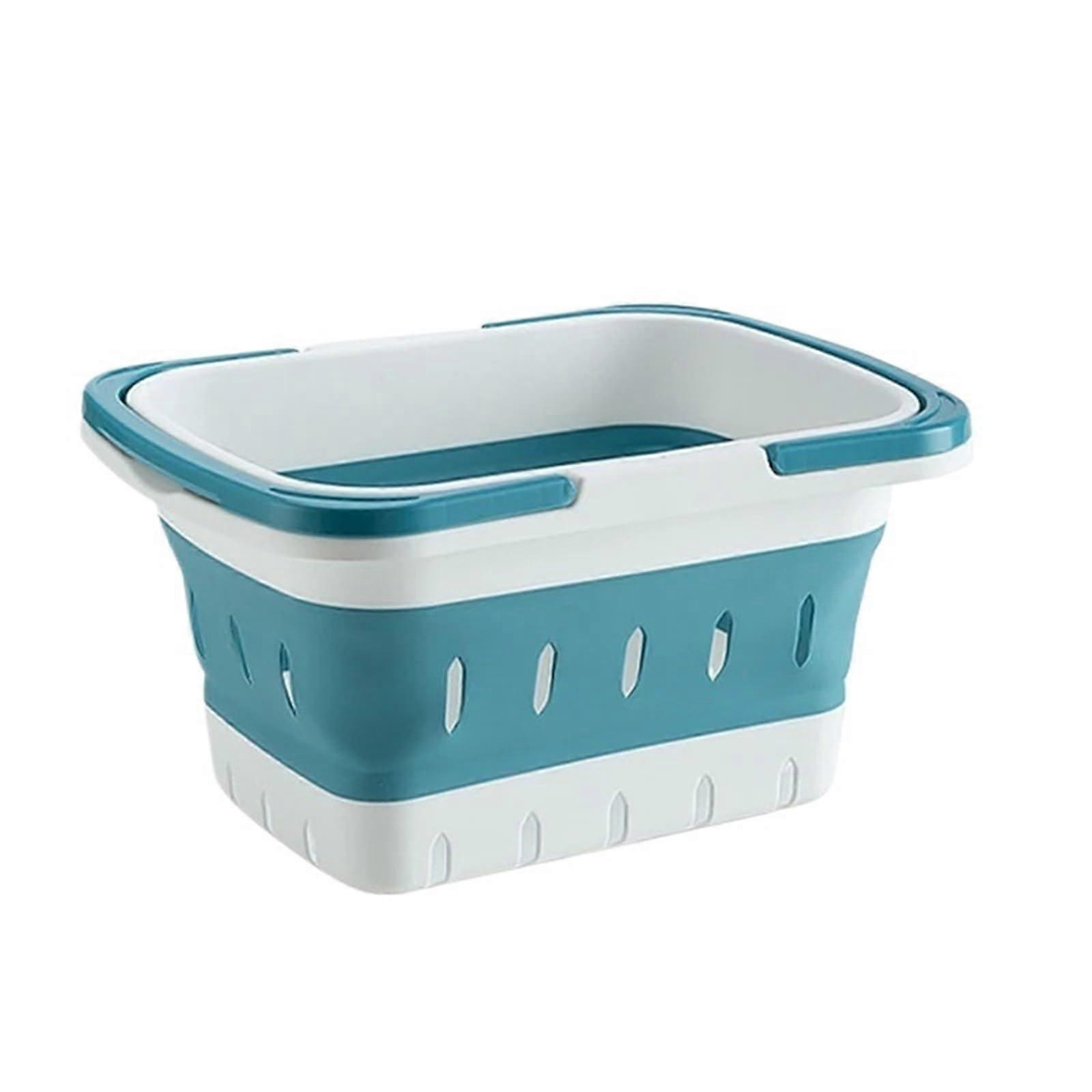 Collapsible Laundry Basket with Handles, Foldable Plastic Hamper for SpaceSaving Storage, Blue