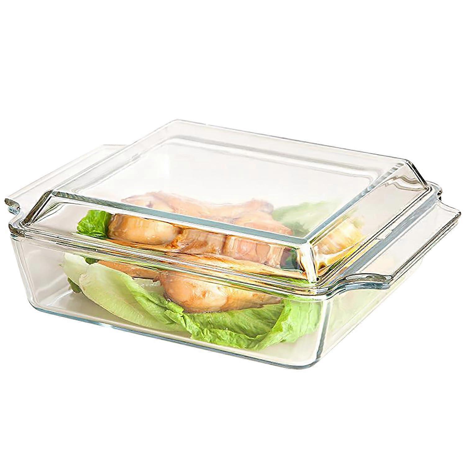1L Glass Casserole Dish with Lid, Oven Proof and Microwave Safe, Stackable Baking Dish