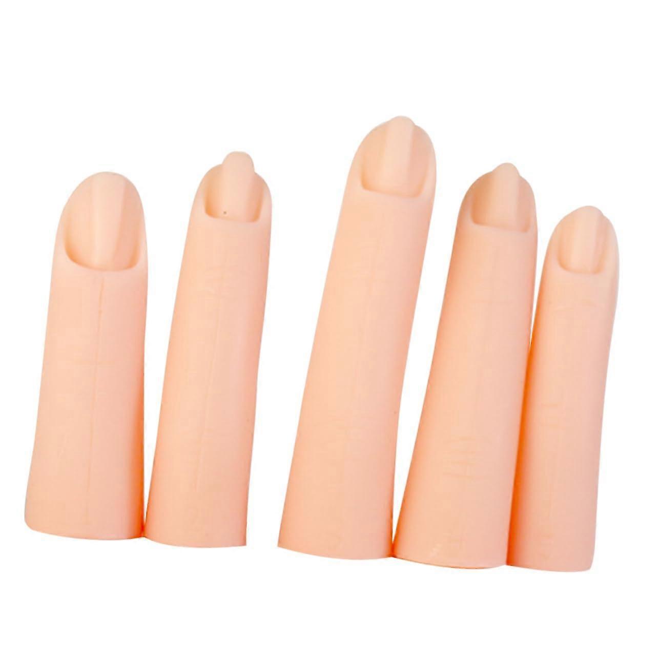 5pcs Silicone Nail Art Practice Fingers with Realistic Shape and Easy Clean Reusable Base