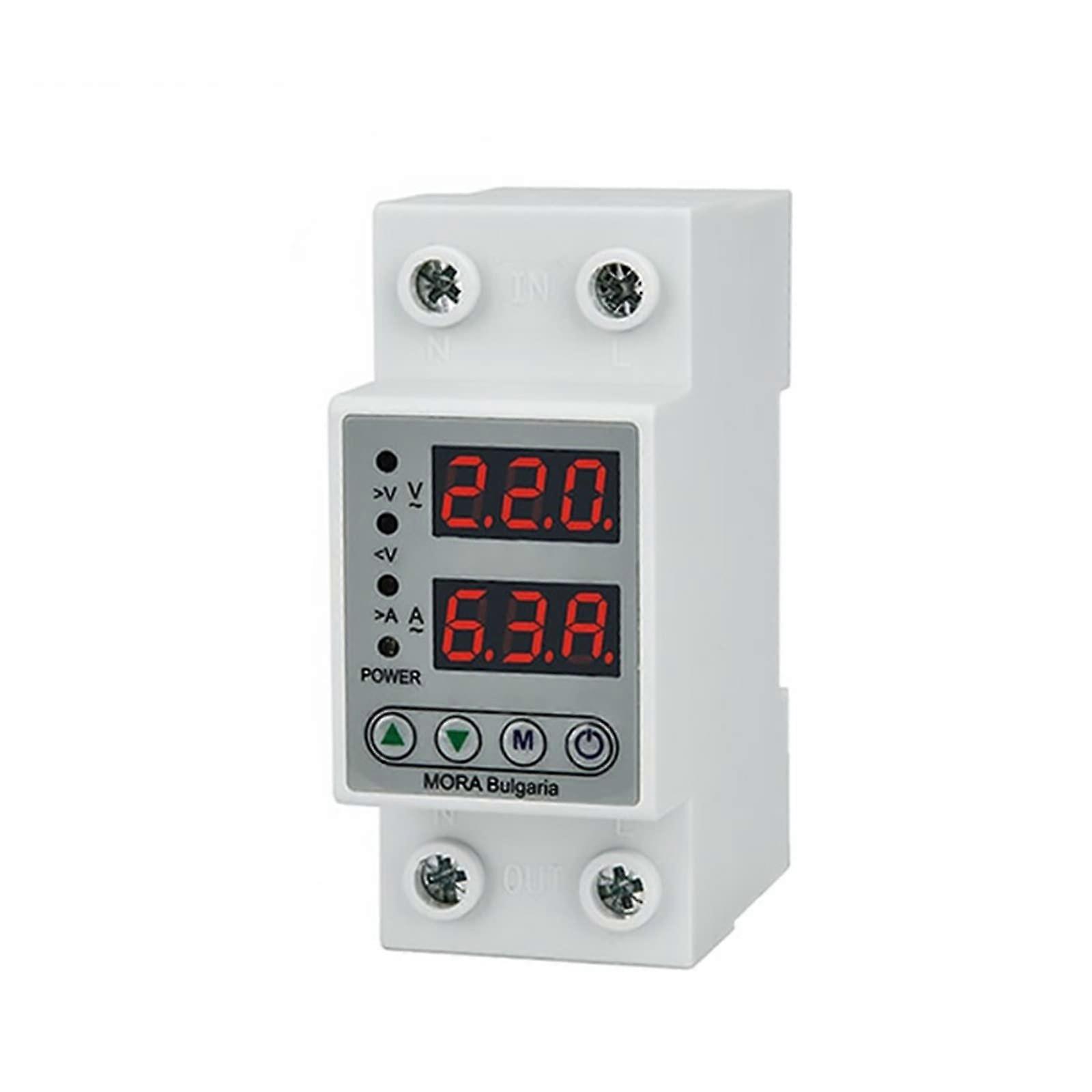 40A Dual Display Digital Over and Under Voltage Protector 230V DIN Rail Relay Adjustable Threshold