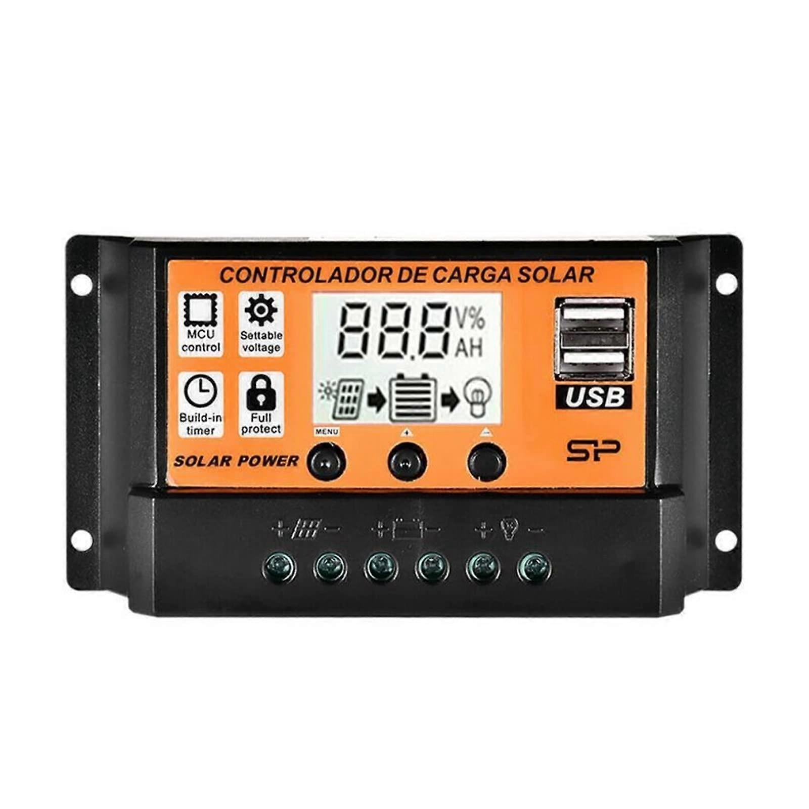 30A 12V 24V MPPT Solar Charge Controller with Dual USB Output, Fast Charging Battery Regulator